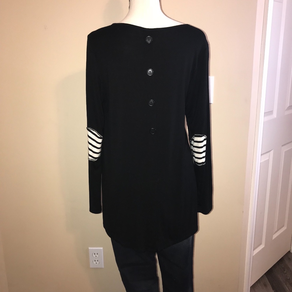 Coco and Main Black Button Back Top